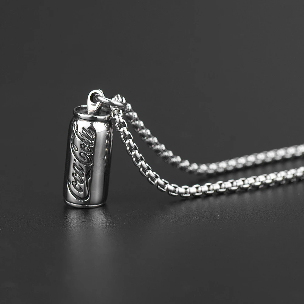 钛钢项链 可乐易拉罐项链男女款创意ins潮牌个性嘻哈吊坠配饰ins