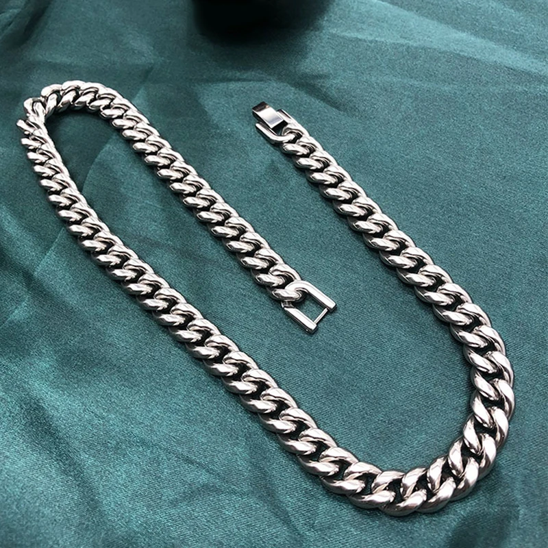 钛钢项链 美式男ins简约锁骨链潮牌百搭古巴链欧美hiphop粗款链子