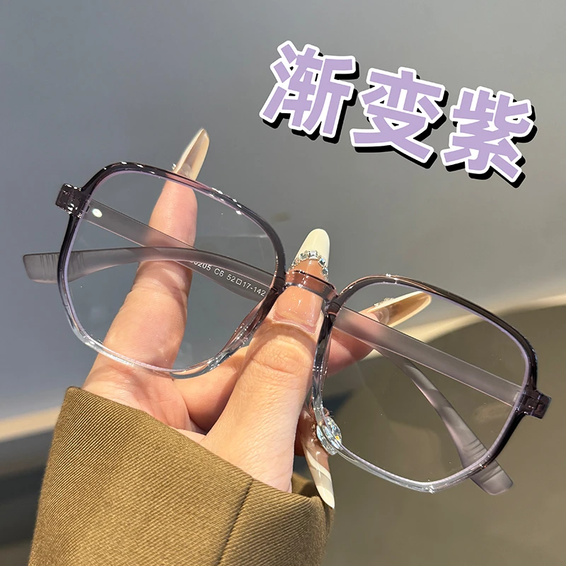 超轻近视眼镜女可配有度数散光透明冷茶色方圆脸眼睛框镜架30205