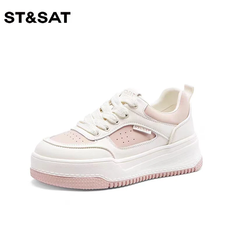St&Sat/星期六2024年新款百搭溶解底厚底增高小白鞋SS33112G51