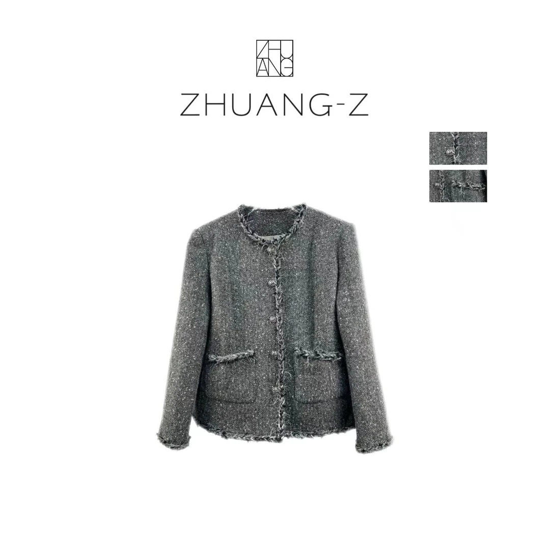 【ZHUANG -Z】（格雷）2024气质流苏高级感小香细编织百搭外套