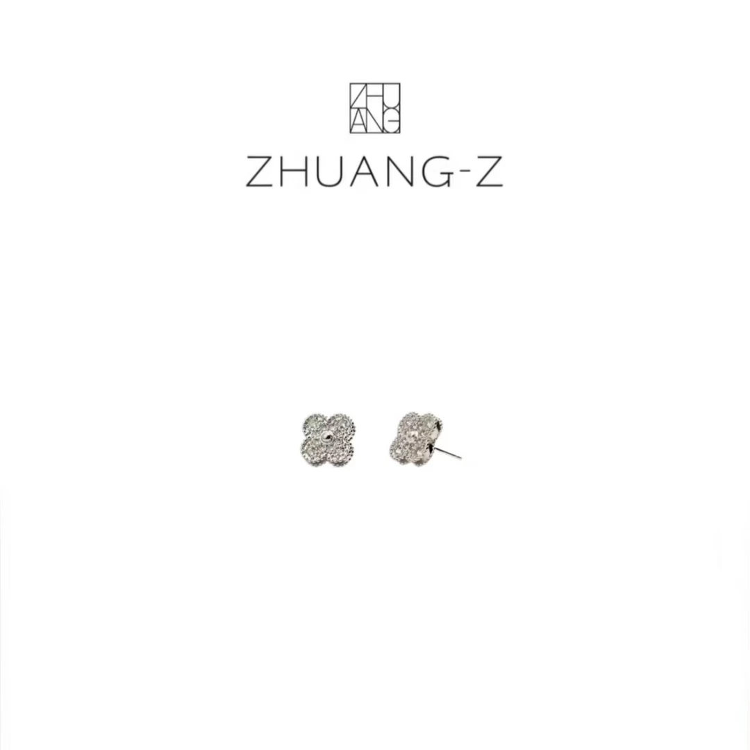925银合成锆石耳饰 【ZHUANG -Z】（幸运耳钉）小众极简四叶草耳钉