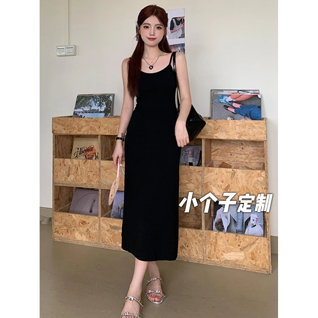 150小矮个子纯欲辣妹吊带连衣裙女收腰修身包臀a字中长款打底裙夏