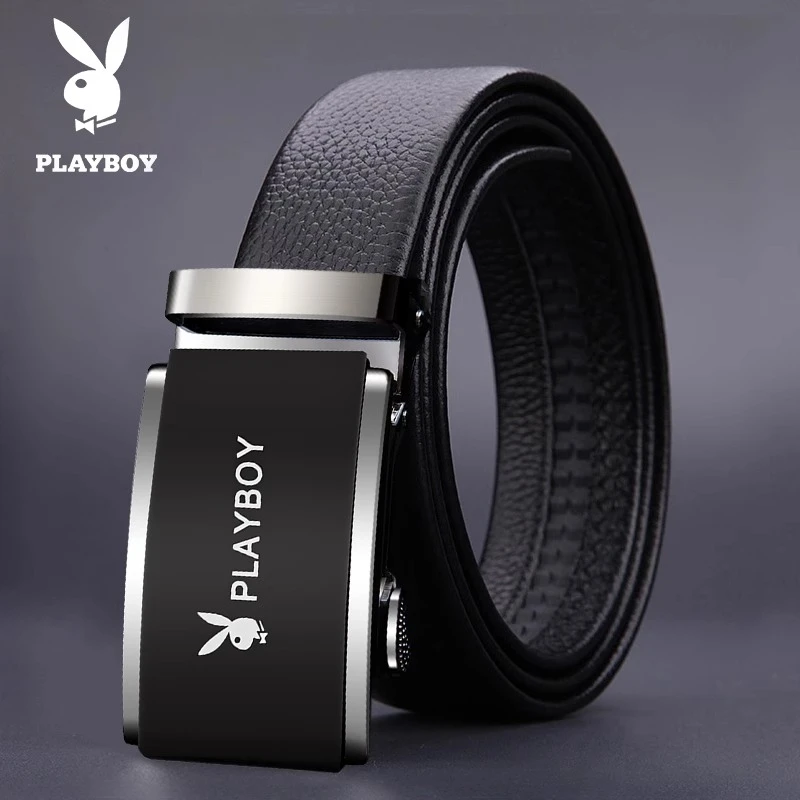 PLAYBOY男士皮带正品牛皮自动扣青年潮商务中年休闲腰带真皮裤带