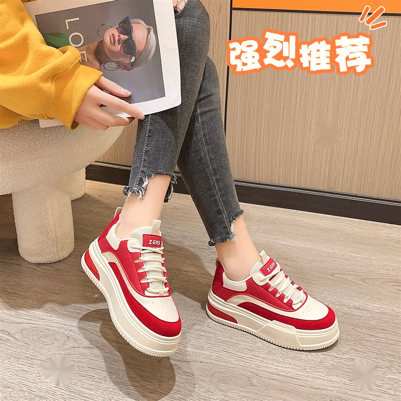 2024年韩版新款小白鞋女休閑时尚浅口平底纯色系带女鞋