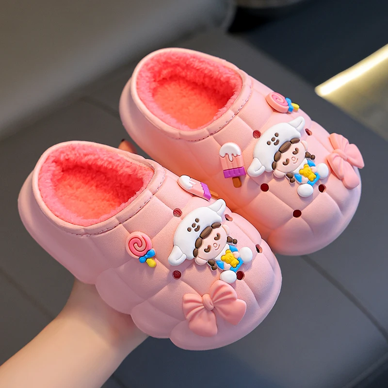 冬季儿童棉拖鞋男女童亲子包跟防滑防水暖保加绒大中小童宝宝棉鞋