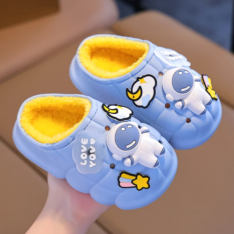 男童拖鞋冬季2024新款男孩大童室内家居儿童棉拖鞋秋冬宝宝毛拖鞋