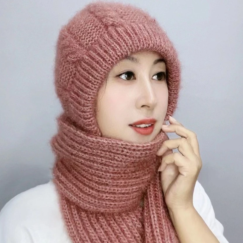 【麻花】手工帽子女秋冬款帽子直播间百搭一体围巾时尚保暖女士帽