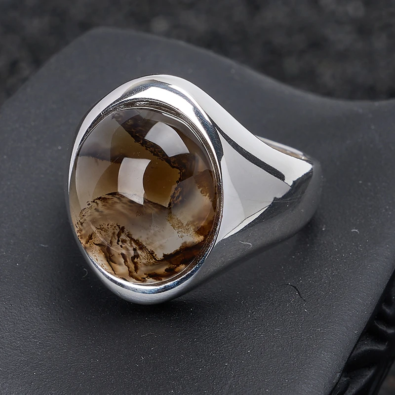 梁雅帝专属新品泼墨山水个性设计纯银戒指