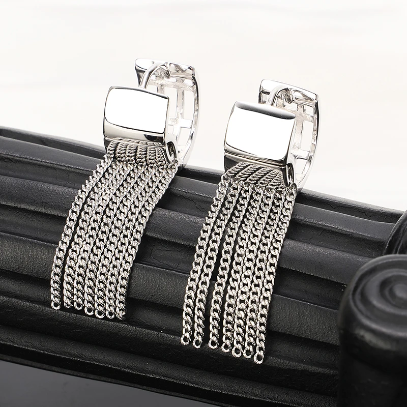 耳饰 梁雅帝新品【几何光面】方形流苏轻奢气质耳饰