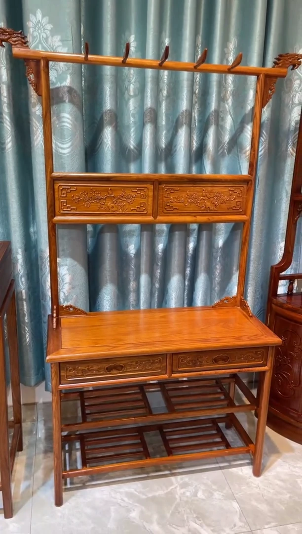 【闪购商品】花梨木类成套家具 刺猬紫檀衣鞋架微瑕不退不换