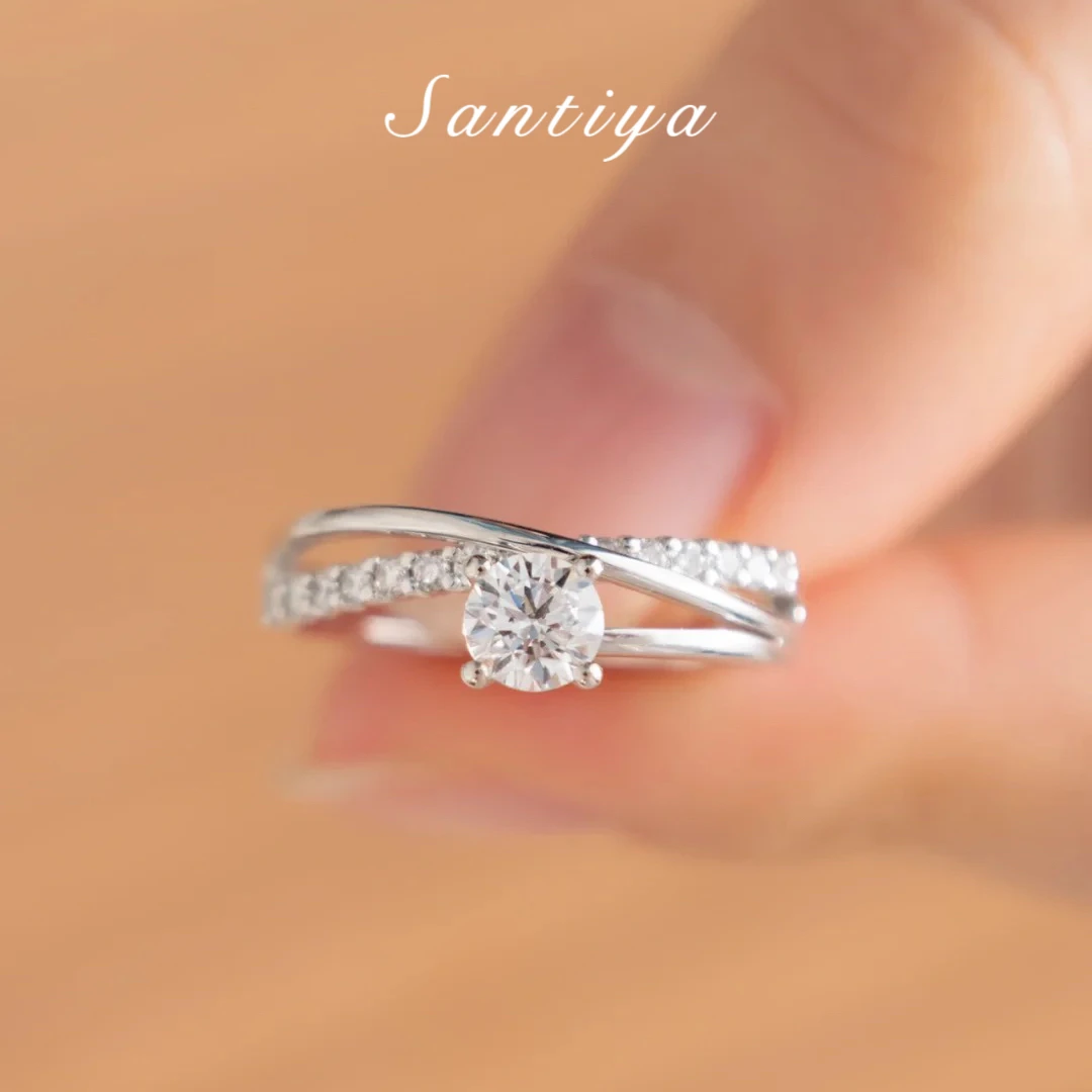 925银莫桑石戒指 【星河万里】女戒0.5-1克拉气质轻奢合成碳硅石