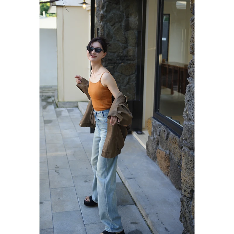 【ZOE】•星星系列•浅蓝阔腿重工牛仔拖地裤 百搭高腰