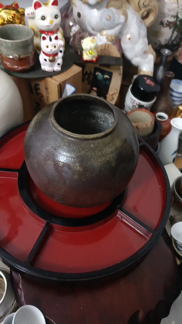 日本回流备前烧名家款花瓶宽高16cm纯手工山家清供消磁碗主人杯