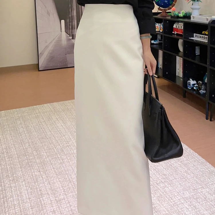 今年流行的爆款漂亮白色a字直筒半身裙女2025新款春季欧美长裙子