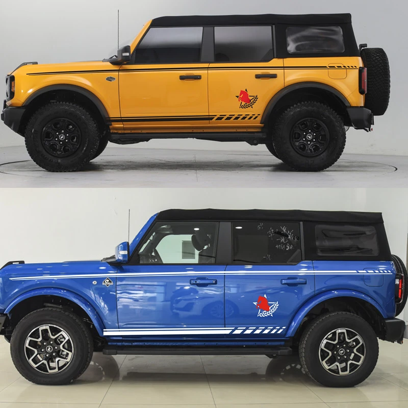 适用于福特Bronco烈马车贴拉花改装车身腰线侧裙个性装饰彩条贴花