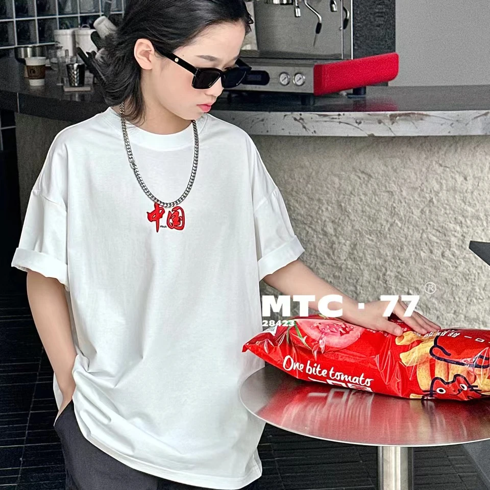 中大童2024夏季新款木28428男女童时尚休闲圆领短袖T恤儿童节