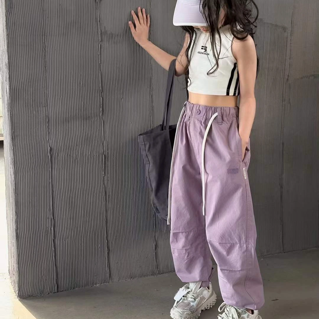 大童2024夏季新款兔5867男女童百搭宽松休闲夏季韩版薄款布裤