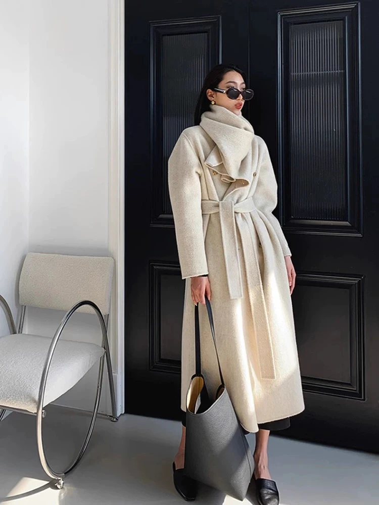 【奶油家】2024秋冬新款宽松休闲时尚双面大衣中长款百搭外套女