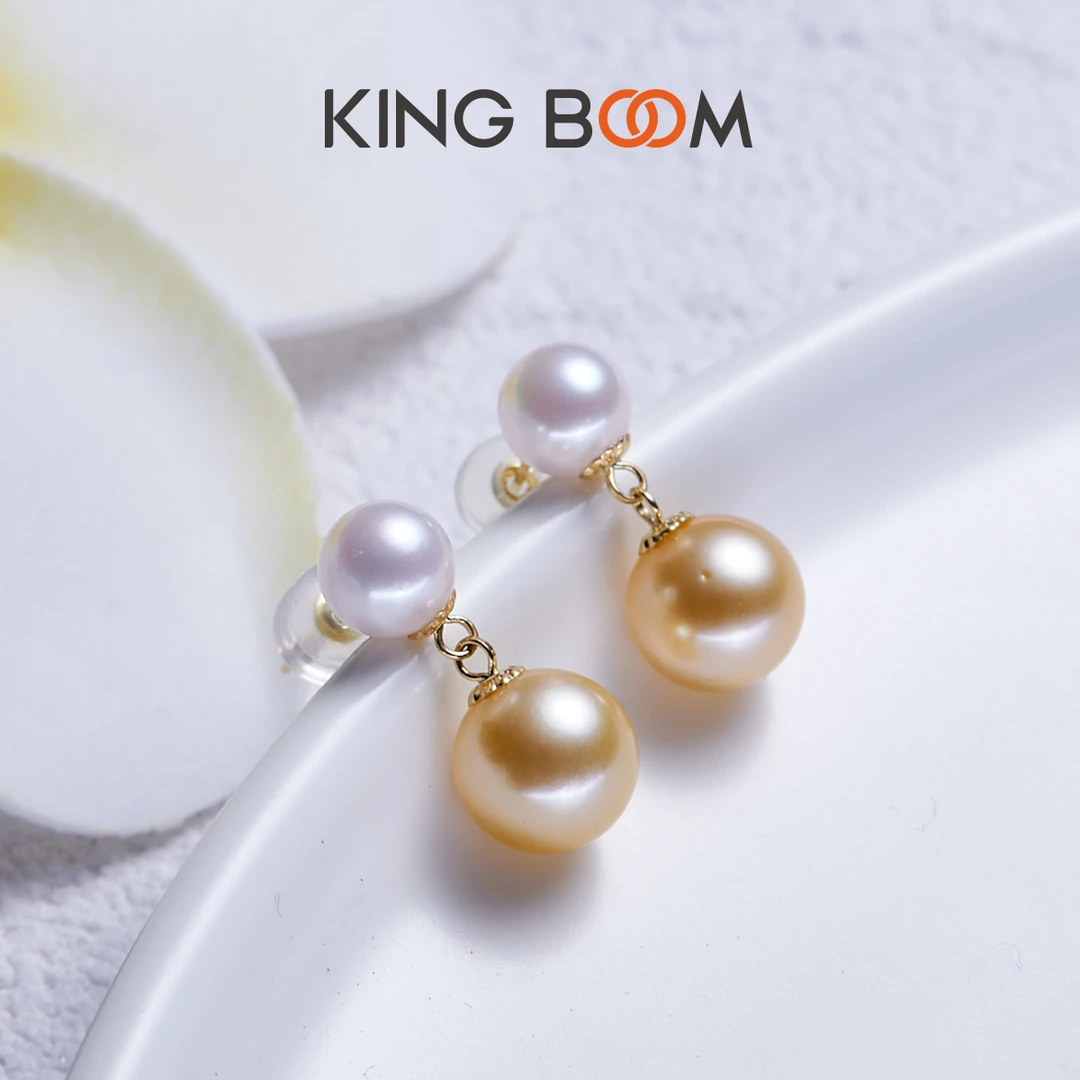 【双11机制开抢】kingboom18K金  金色海水珍珠耳环