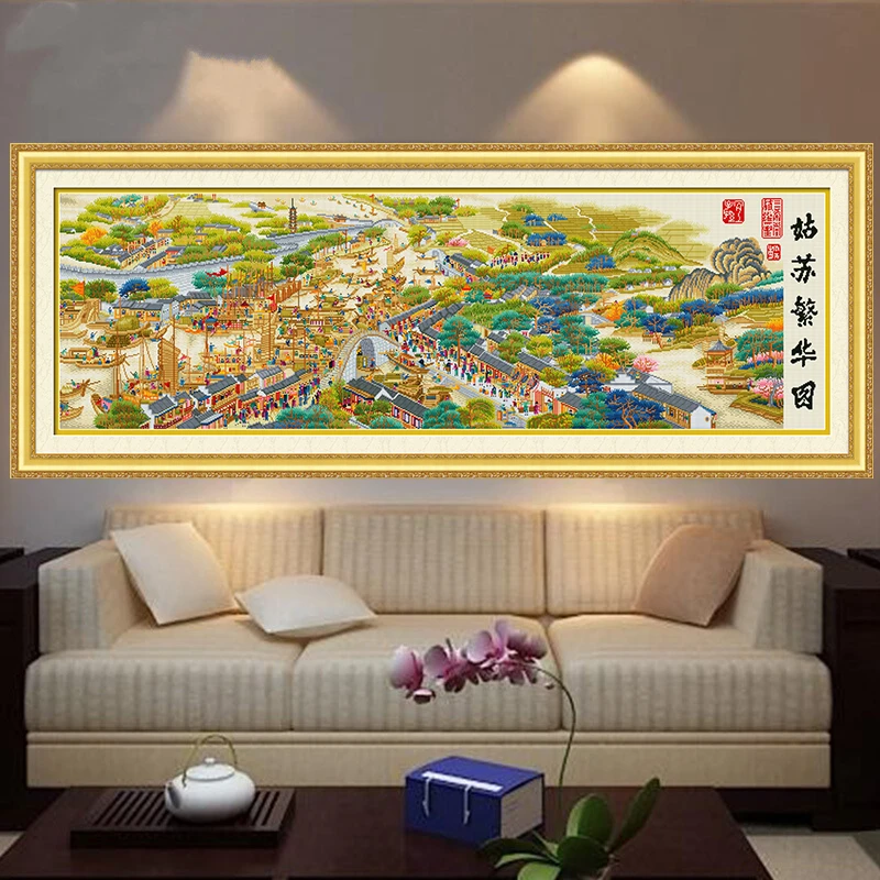 皇室蒙娜丽莎十字绣2025今年新款客厅姑苏繁华图风景品牌刺绣家居