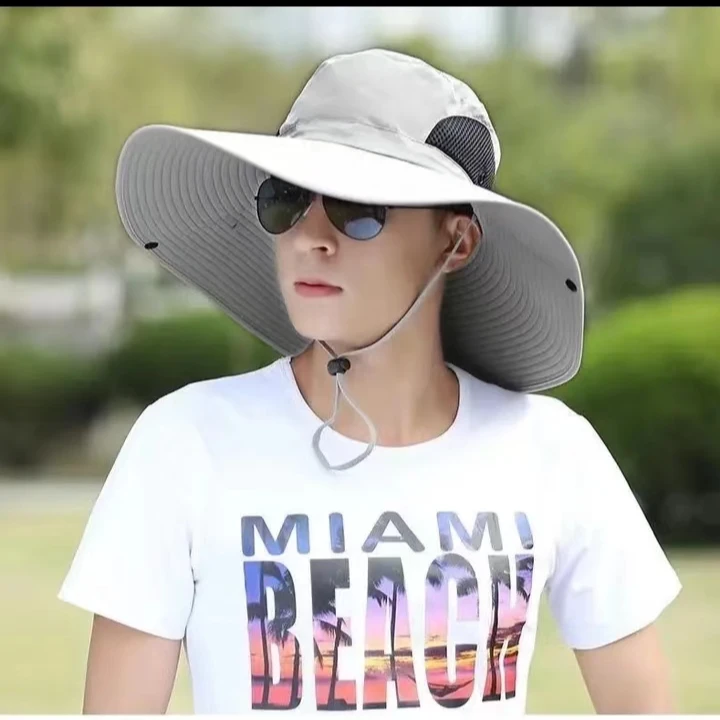 户外钓鱼大檐防晒遮阳帽子（头围可调节）休闲大帽檐透气大沿夏季