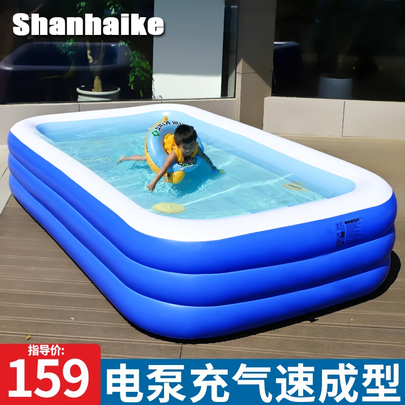 充气游泳池大号家用加厚室内婴儿宝宝玩具大型家庭成人小孩蓝白