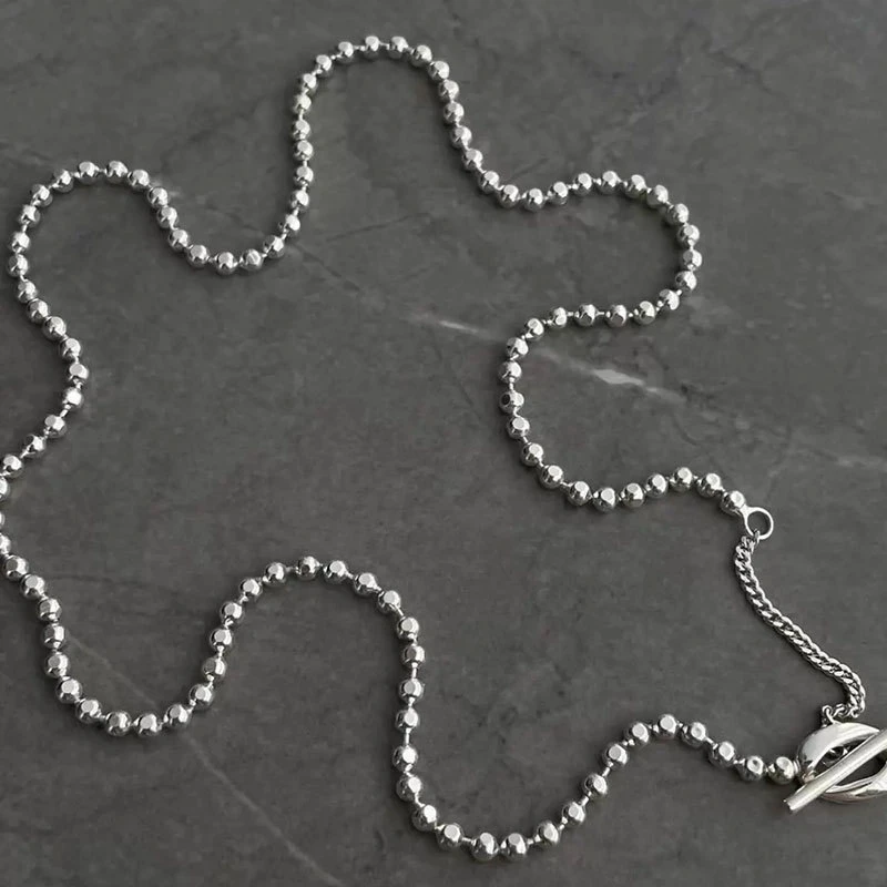 吊坠925银 5纯银圆珠拼接链条直播热卖款裸链单链条吊坠N958C