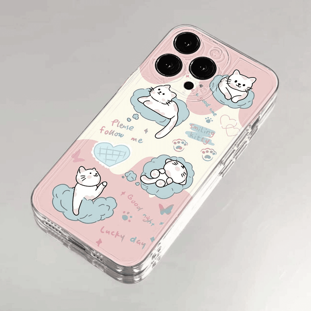 彩色云朵猫咪苹果小米oppovivo华为适用iPhone12/13/14/15手机壳