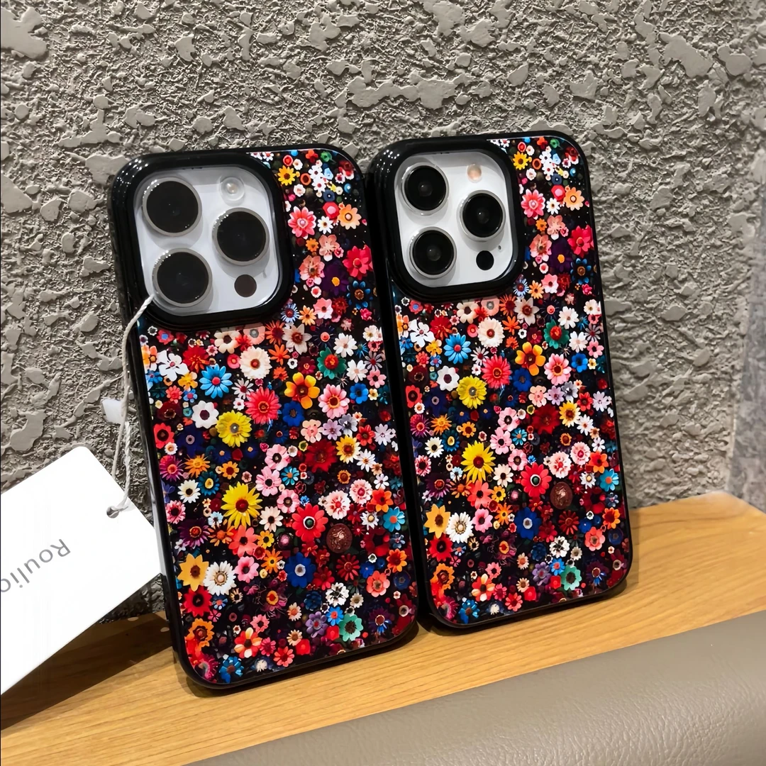 缤纷炫彩太阳花大孔适用苹果15手机壳iphone13/14/12promax防摔软