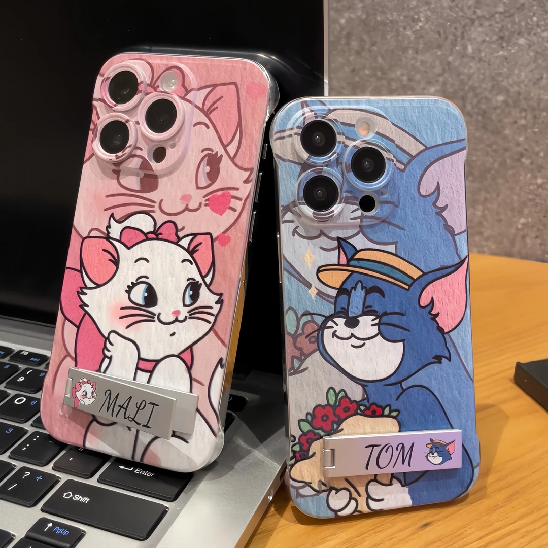 情侣汤姆玛丽猫无边框适用苹果15手机壳iphone13/14/12promax磨砂