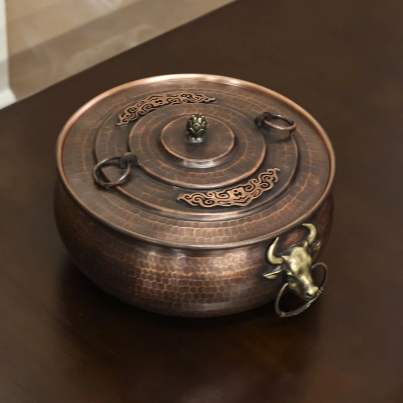 【老王】大号5L-锤纹做旧牛虎锅 直径25 高13cm 重4.6斤