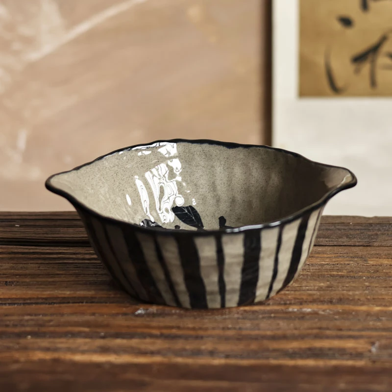 【老王】双耳圆形加深果碗-柿柿如意（本0070）