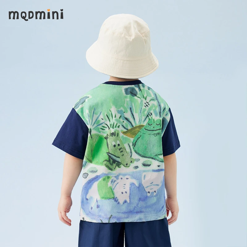 MQDMINI【后背印花】新款男童夏季新款短袖T恤儿童童装潮牌宝宝
