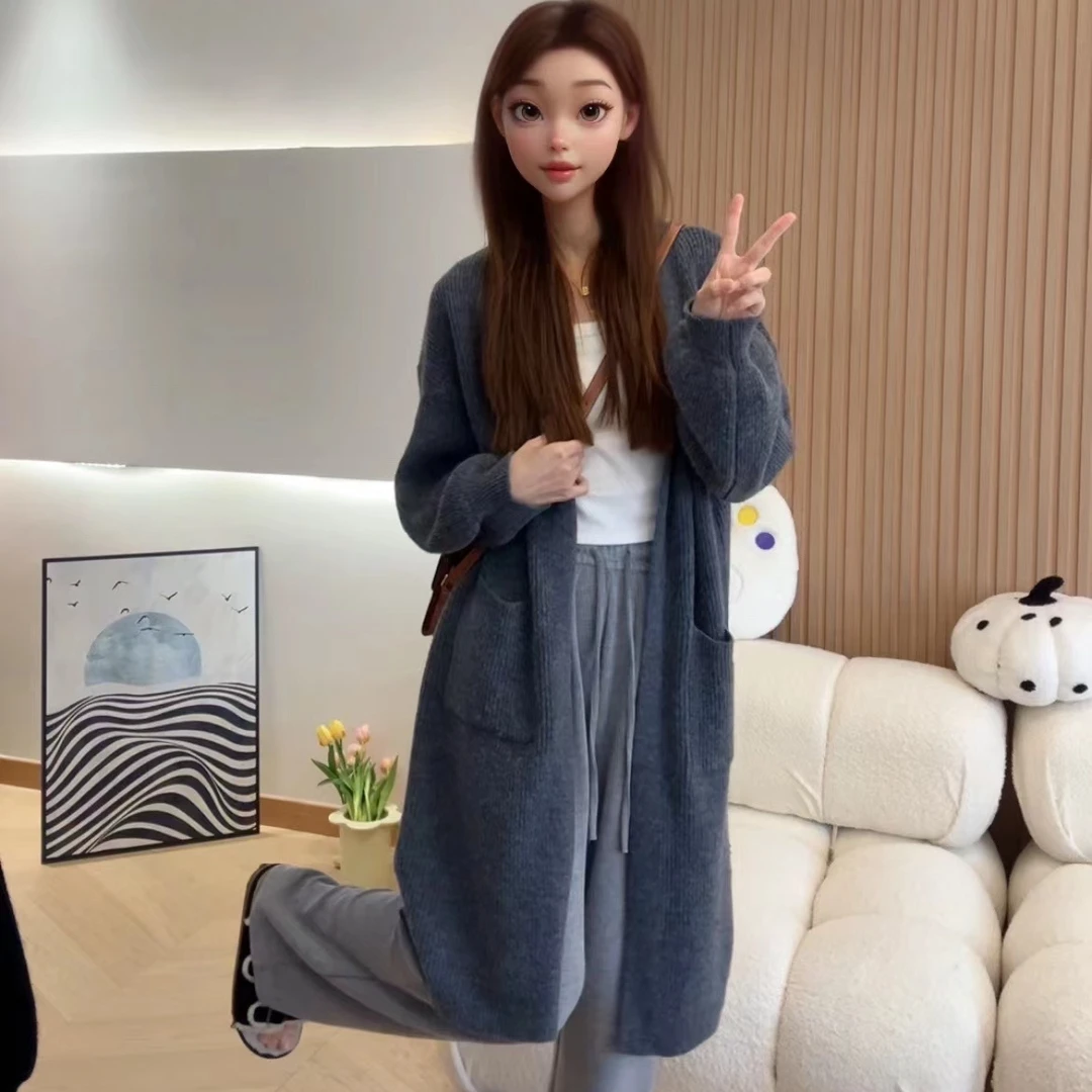 【想想专属】2024新款针织衫女开衫百搭口袋女装加厚韩版毛衣外套3