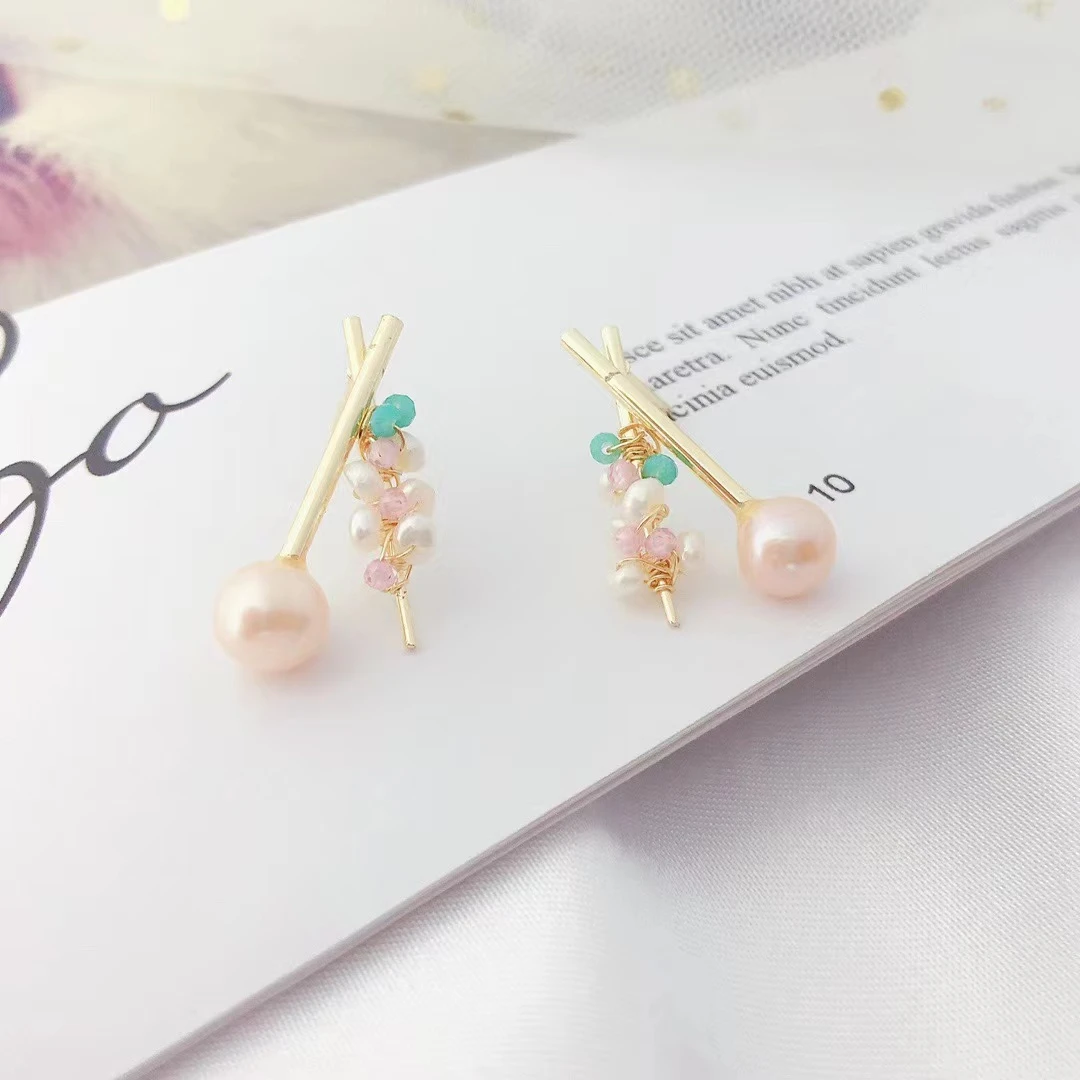 铜合金耳饰 【棒棒糖】可爱少女甜美棒棒糖珠珠耳钉