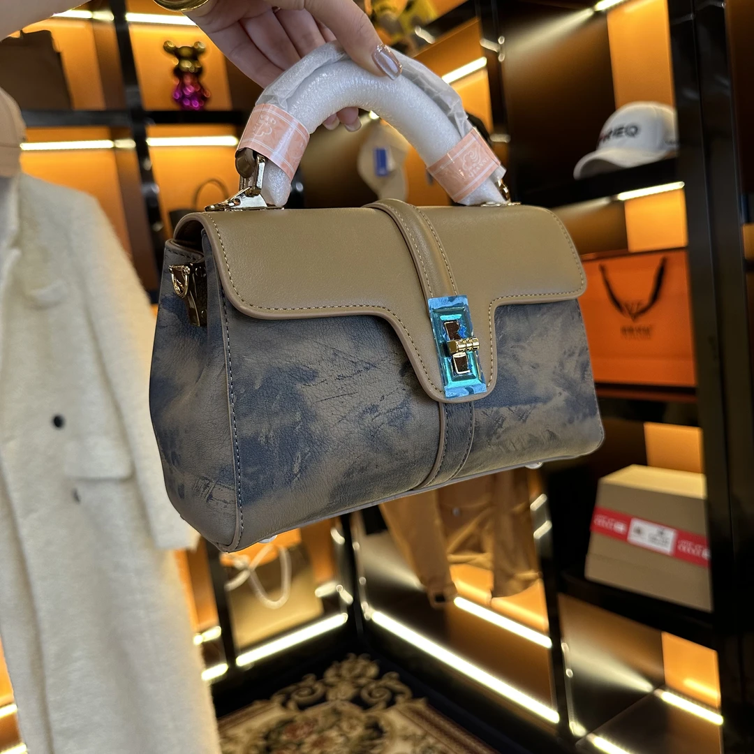 真皮包包女2023新款小众原创水墨色女包轻奢复古剑桥手提斜挎小包