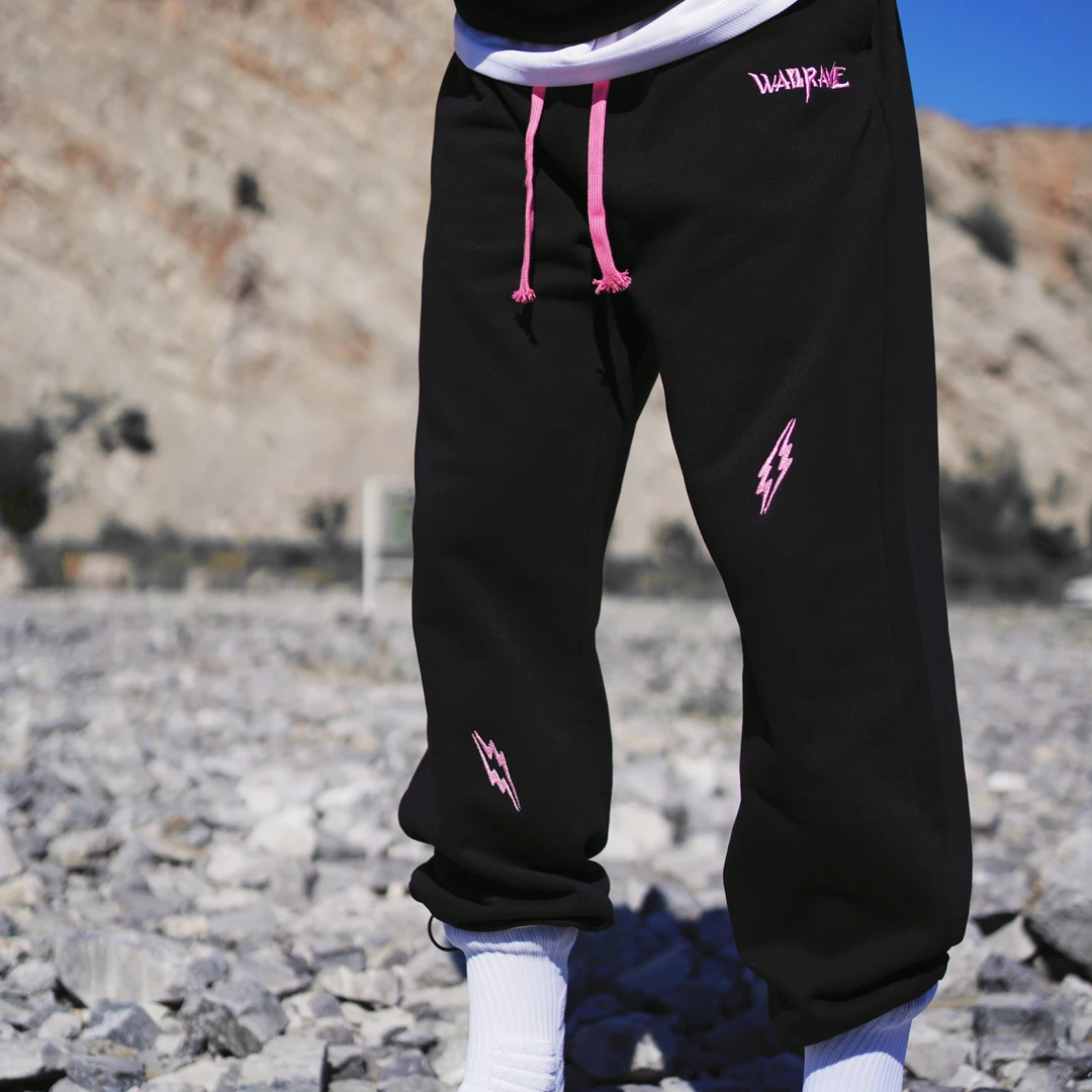 吾辈秋冬闪电卫裤运动休闲抽绳宽松训练健身篮球直筒刺绣长裤男女