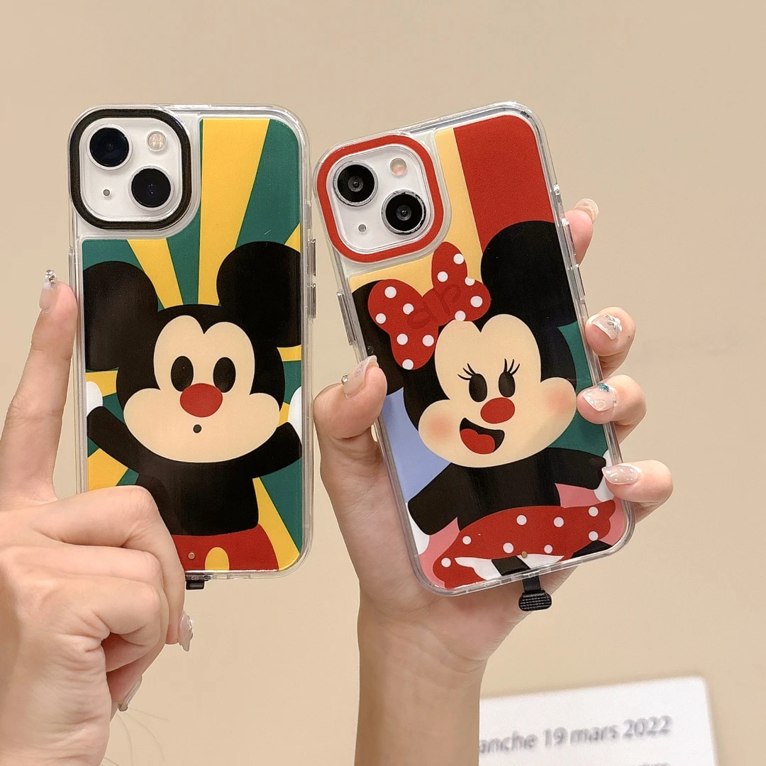 【适用苹果/华为】iPhone15/p70大孔防摔来电闪米奇米妮女新手机壳