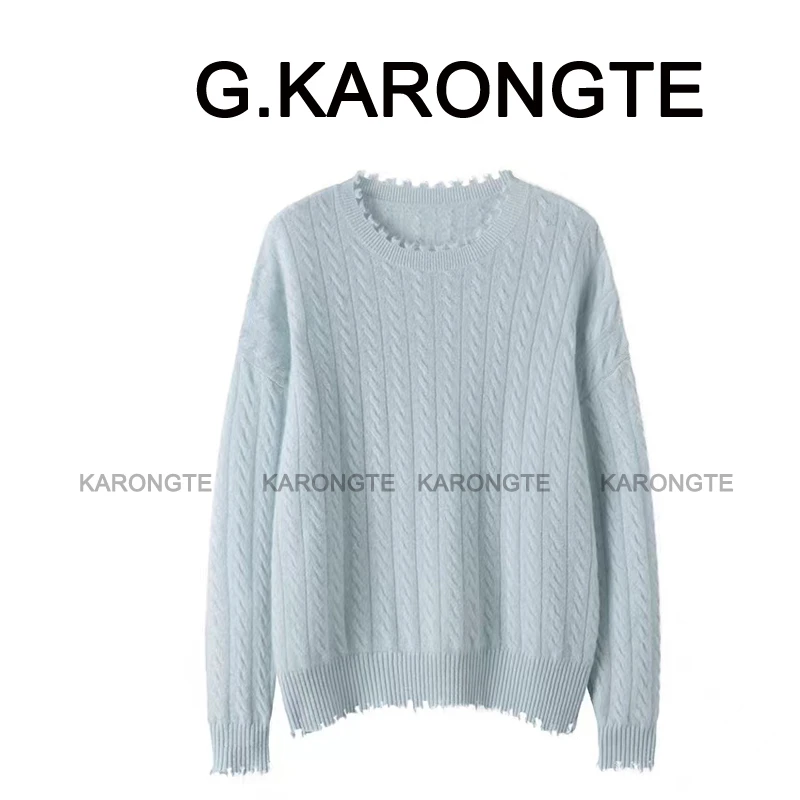 【人间太值得】2025新款100山羊绒重工绞花流苏边圆领针织衫