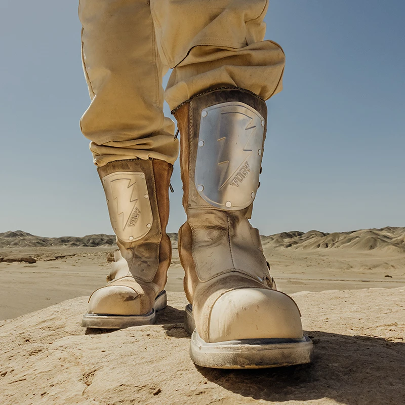 福禄车库骑行靴绝尘复古靴男越野防水防摔凯旋拉力摩托机车鞋女