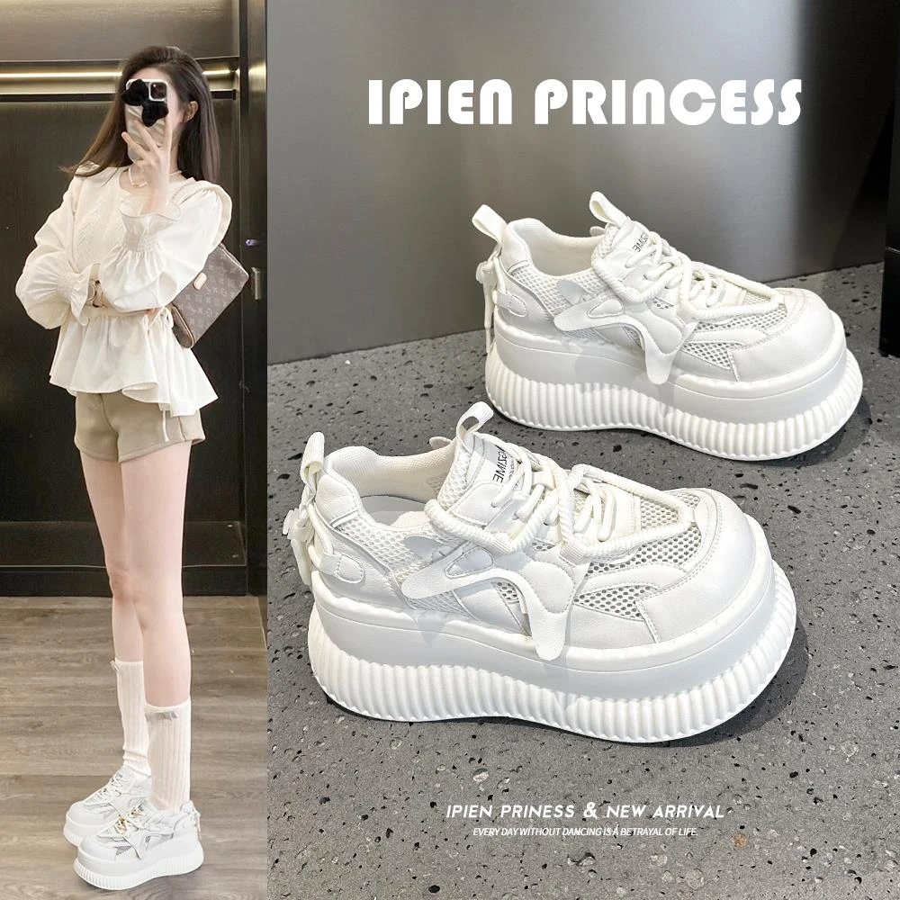 松糕鞋女超厚底老爹鞋女2025新款隐形内增高休闲运动鞋女爆款网面