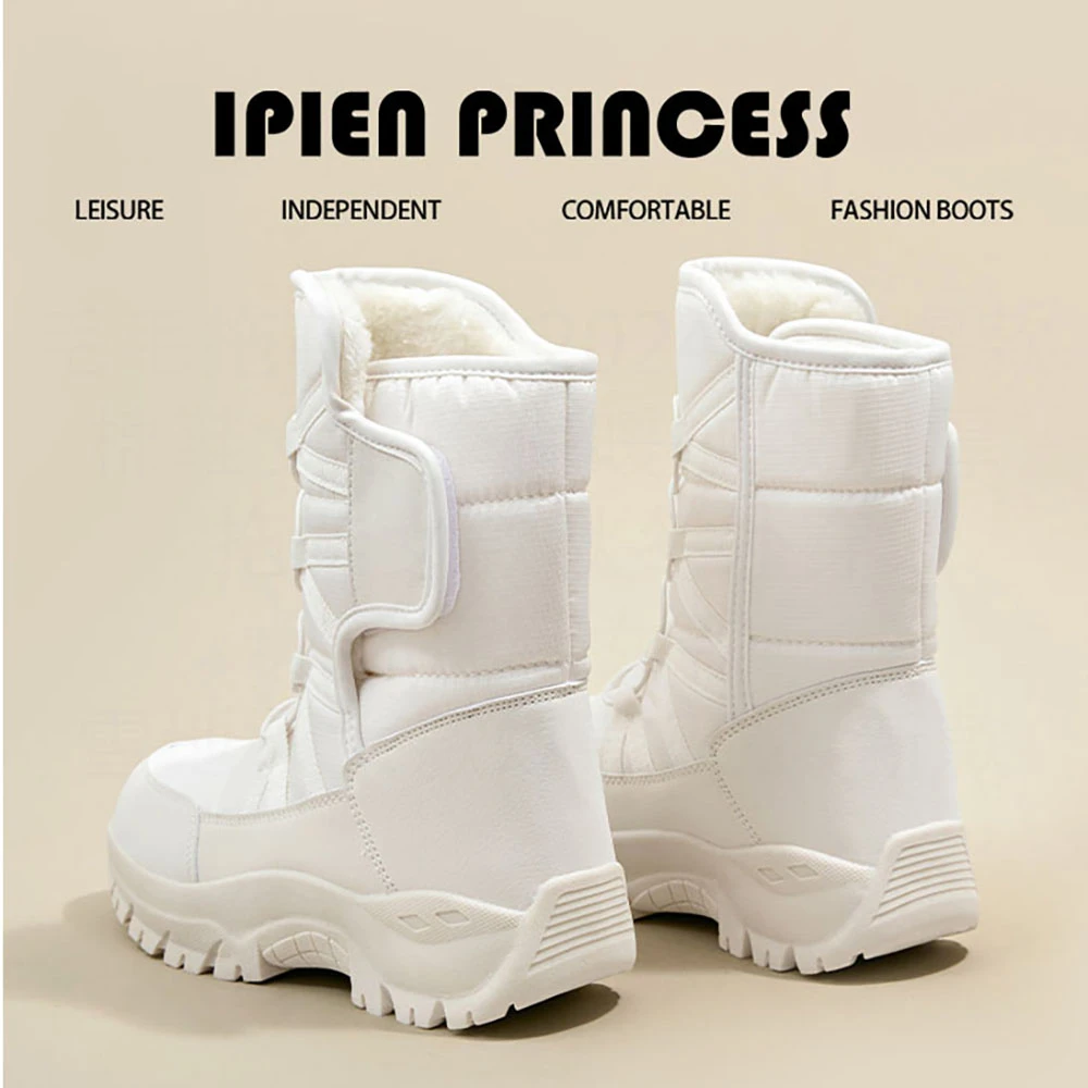 网红雪地靴女2025冬季新款加绒加厚防水防滑户外中筒棉靴保暖厚底