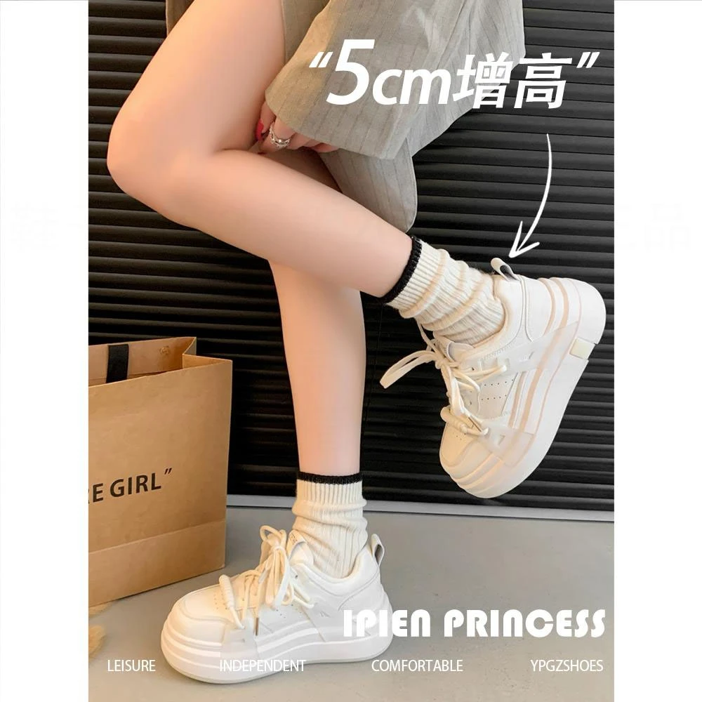 网红厚底小白鞋女加绒2025春秋新款爆款百搭增高板鞋休闲运动鞋子