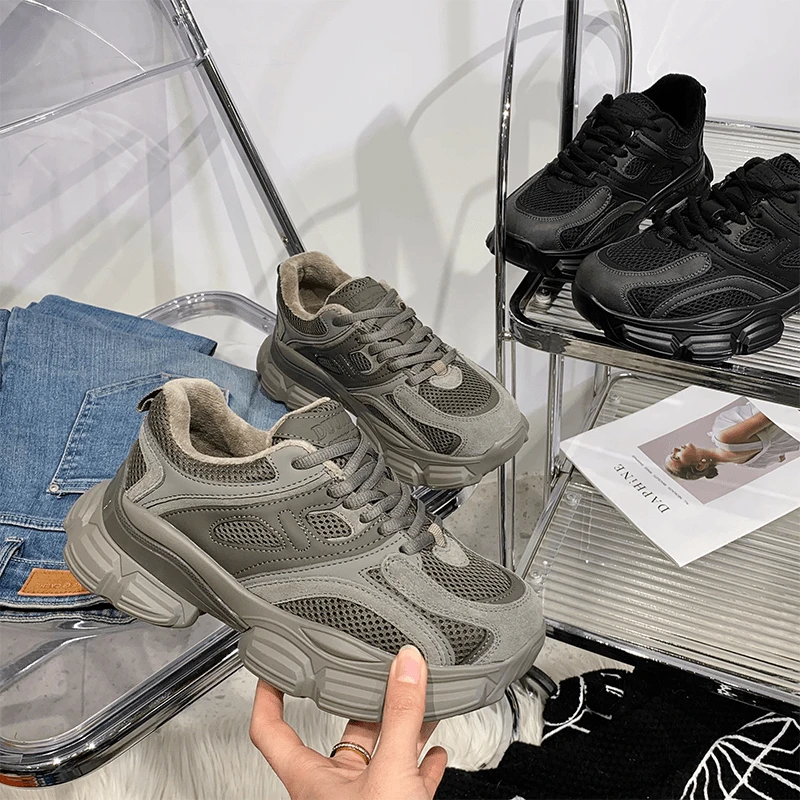 S&J【百搭】RB8801春秋休闲鞋女2024年新款时尚复古厚底老爹鞋潮鞋