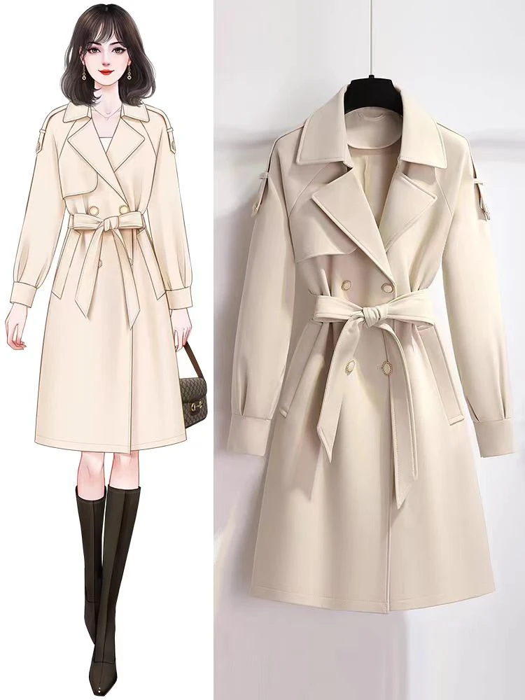 今禧【191-200】米白色风衣女中长款气质高级感今年流行春秋外套