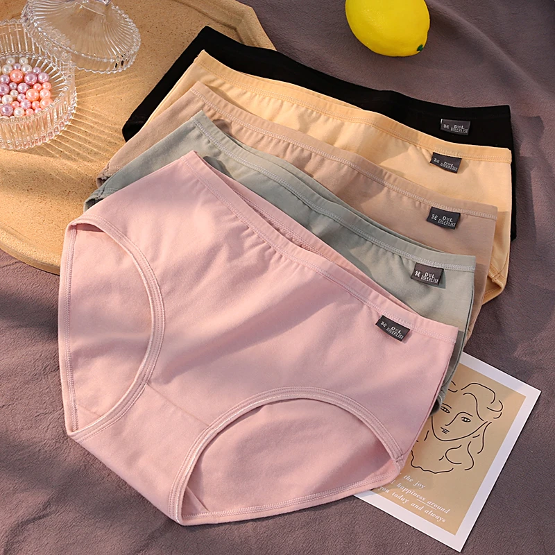蝶儿丽丝4条女士95%棉内裤舒适透气亲肤经典纯色大码内裤女四季款
