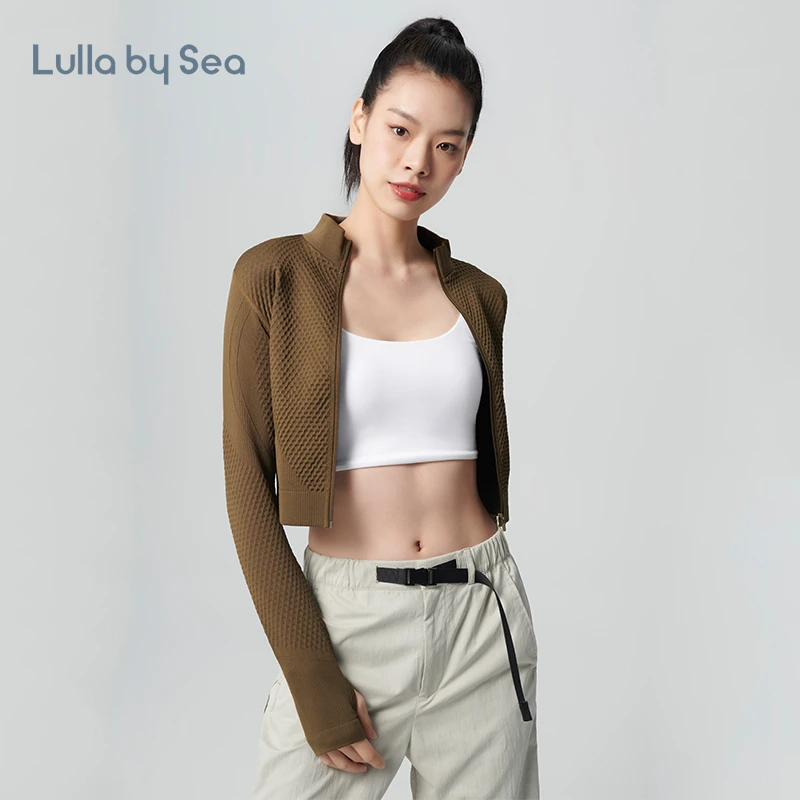 Lulla by Sea |Agile 无缝机车小外套女半高领弹力运动拉链开衫