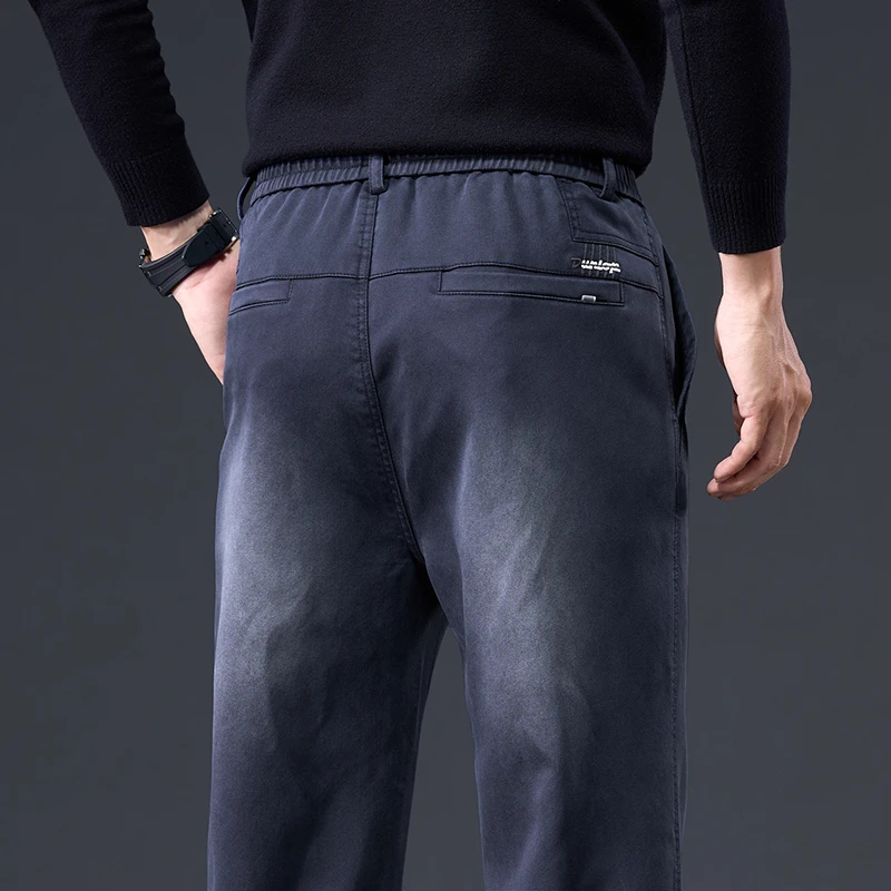 男士秋季休闲裤莱赛尔宽松百搭中高腰直筒渐变弹力长裤子男大码