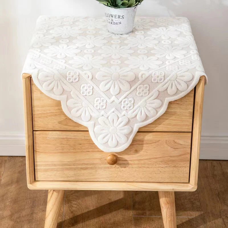 新款2023四季通用蕾丝盖布床头柜盖布电视机洗衣机微波炉防尘罩布